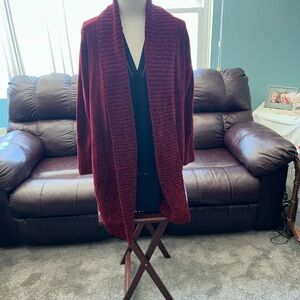 Seven7 Burgundy Long Sleeve Textured Cardigan Size XL
